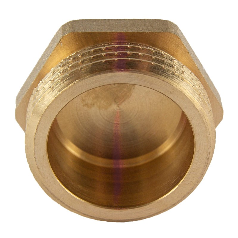 Brass plug, 1/2 inch male thread, pipe plug. hexagonal, end