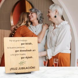 CONTRAXT Tarjeta regalo original Feliz Jubilacion en madera. Regalos originales jubilacion con dedicatoria compañeros trabajo jefes amigos profesor maestra jubilado hombre mujer (Jubilacion)