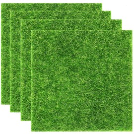 KAEZDD 4 Pieces of 12x12 Inches Fake Grass for Crafts - Artificial Grass - DIY Mini Garden Decor - Faux Turf Squares
