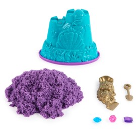 Kinetic Sand Mini Mermaid Castle, 170g Sand Shimmer, Purple Magic Sand, 1 Mould, 2 Accessories and 3 Gemstones Included, Toys for Boys and Girls 3 Years