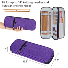 MYBAGZING Knitting Needles Case (up to 14 Inches), Knitting Needles Organizer, Crochet Hook Case Empty - Crochet Hook Organizer for Knitting Accessories, Needle Case - Crochet Organizer (Empty Case)
