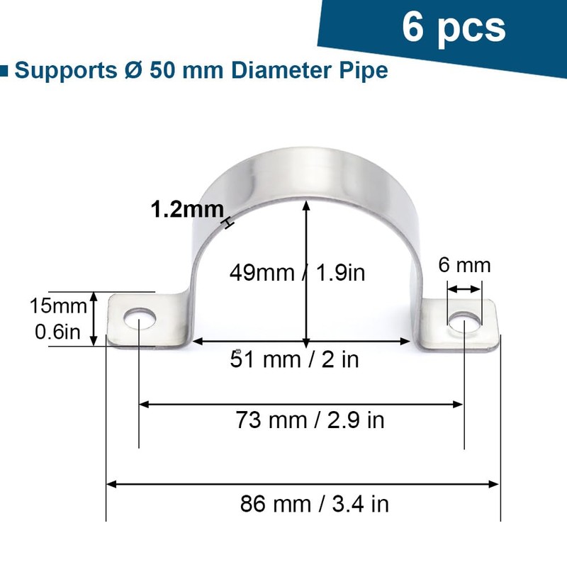 FamlTol 2 Inch Conduit Clamps Two Hole Metal Clamp Stainless