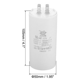 PATIKIL CBB60 55uf Running Capacitor,2Pcs AC 450V 4 Pins 50/60Hz Double Insert Cylinder Bottom for Air Conditioning,Water Pump,Fan Motor Star 105 x 50mm