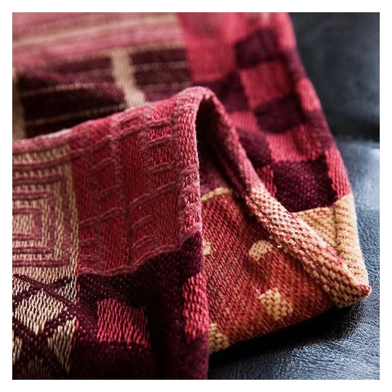 VANJOROY Bohemian Large Patchwork Sofa Bed Throw Blanket with Tassels
