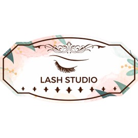 Victorian Plus Lash Studio Door or Wall Sign | Colorful Business Signage (Leaves Brown) -Small