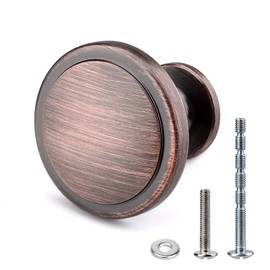 WEAVERBIRD 10 Pack Round Cabinet Knobs - Red Copper & Zinc Alloy, 30mm/1.2" - Kitchen, Bedroom & Bathroom Cupboard Knobs