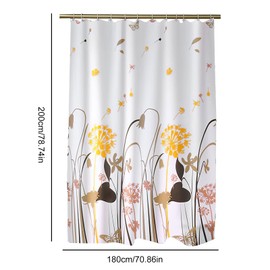 NCOALE Shower Curtain, 180x200cm Dandelion Pattern Shower Curtains Mould Proof Resistant Waterproof Washable PEVA Bathroom Curtains with 12 Curtain Hooks, Bathroom Accessories