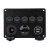 12-24V 5 Gang On/Off Toggle Switch Panel Dual USB Voltmeter
