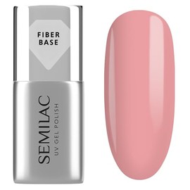 Semilac Smalto UV Fiber Base Rosa Beige 7 ml - Base ibrida rinforzante con fibre di nylon, struttura ed estensione leggera fino a 5 mm, sobria lucentezza