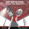 4 Pieces Telescoping Inspection Mirror Telescoping LED Lighted Flexible Inspection