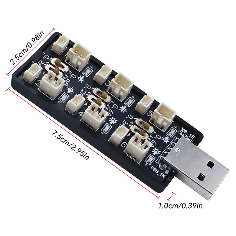 CowGoldChild 3.7v 1Sリチウムイオン電池充電器 リポバッテリー USB充電器 JST 1.25 6チャンネル 0.2-0.6A バランス変換ボード