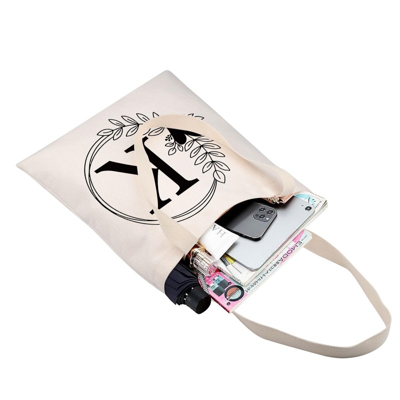 HOLLP Alphabet Shopping Bag A/C/J/K/M/S/T/N/B/L/R Letter Initial Tote Bag (Tote