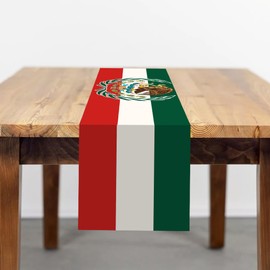 Mexico Linen Table Runner Kitchen Dining Table Decor, Mexican Descent Home Decoration Indoor Outdoor Party Item 33x180 Centimeters /13 x 72 Inches