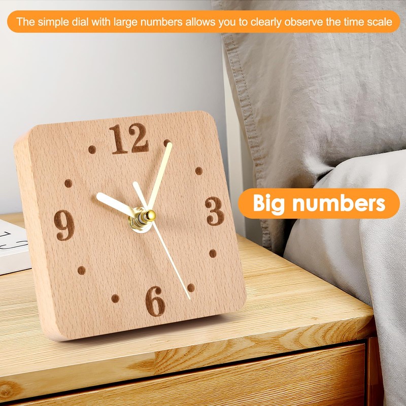 ZONJIE Wood Desk Clock - Silent Non Ticking Silent Clock,