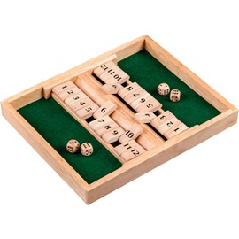Philos 2 Player Shut the Box Game - 12 numbers - Wooden board and 4 dice