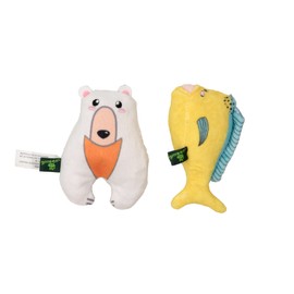 GRRREEN Stuffed Animal Cat Toy | Mahi and Polar Bear | Value 2-Pack for Indoor Cats - Cute Interactive Plush Toys | Made of Eco-Friendly Materials - Go Green!