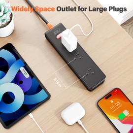 Outdoor Power Strip Weatherproof, Surge Protector with 3 Wide Outlets, 1875W/15A Overload Protection Switch,10FT Flat Plug Multi-Plug Outdoor Extension Cord for Indoor Outdoor, UL FCC Listed