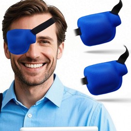 Eye Patches for Adults and Kids, 2 Pcs 3D Eye Patch Adjustable Medical Eyepatch for Lazy Eye Amblyopia Strabismus and After Surgery for Right Eye Blue
