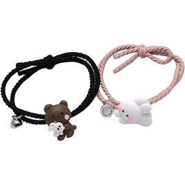 2Pcs Couple Bracelet, Adult Bracelet, Cartoon Magnetic Matching Lovers Wristband Jewelry Fashion Accessory for Valentine Day Nice and Fashion