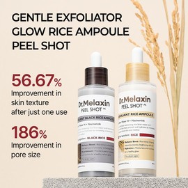 Dr.Melaxin Peel Shot Glow Rice Ampoule Duo - Serums for Brightening, Exfoliating, and Moisturizing - Suitable for All Skin Types