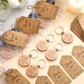 Nosiny 50 Sets Funeral Favors for Guest Wooden Keychain with Kraft Bulk Sympathy Gifts Thank You Cards Organza Bags Celebration of Life Gifts for Family Church Memorial Souvenirs