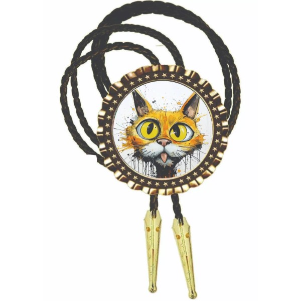 Neckties clothing accessories photo art custom made bolos Crazy Cat