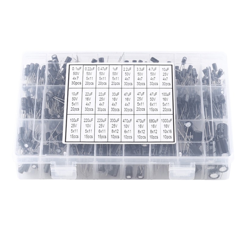 500pcs 24 Values Aluminum Electrolytic Capacitor Assorted Kit 10V~50V 0.1uF