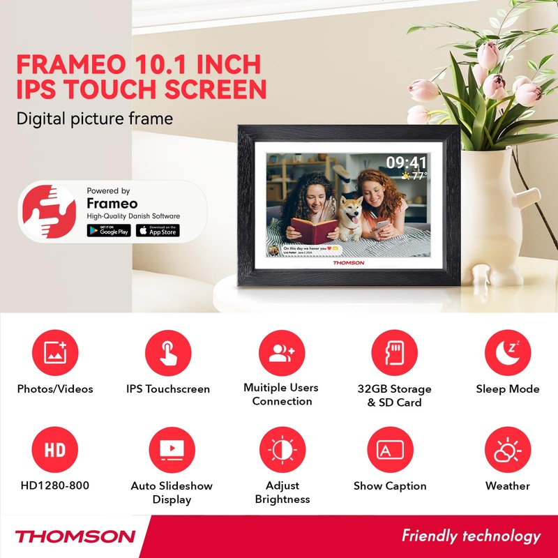 THOMSON Digital Picture Frame, Digital Photo Frame WiFi with 32