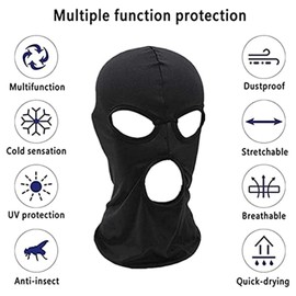 Symphonyw 3 Hole Balaclava, Thin Ski Full Face Cover, Knitted Balaclava, Ski Mask for Motorcycle, Bike, Hunting, Cycling, Ski, black
