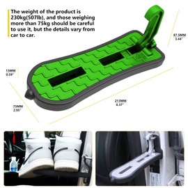 Car Door Step, NATGIC Extended Car Door Pedal U-Shaped Foot Pedal Easy Access to Roof Antiskid Multifunctional Automotive Pedal with Safety Hammer Door for SUV, RV (21.5 cm, Green)
