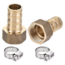 sourcing map Brass Barb Hose Fitting Connector Adapter 12mm Barbed x G3/8 Female Pipe with Hose Clamp 2Set