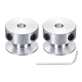 sourcing map 2Pcs Single Groove Pulley, 5mm Fixed Bore 20mm Outer Diameter Aluminum Alloy Mechanical Belt Pulley with Hex Wrench for 6mm PU Round Belt