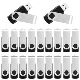 Bulk Flash Drives 2GB, 20 Pack USB Stick Flashdrive 2.0 Thumb Drive Portable Jump Drives Multipack Zip Drive, Swivel USB Storage Flash Drive Memory Photo Stick Pendrive for Data Transfer and Backup