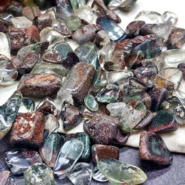 Sugarello Natural Raw Crystal Healing Stone Power Quartz Purification Feng Shui Luck Figurine Rock Mineral Approx 2-3 cm 10-15 Pieces 120g or More (Red Green Oni Gravel)