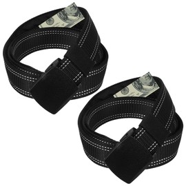 WatDenyFine 2 Stück Geldgürtel Herren, Arbeitsgürtel Herren Geheimfach Geheimversteck Geldversteck Stoffgürtel Geldverstecke Stoffgürtel Damen Gürtel Herren Arbeitsgürtel Geld Verstecke Schwarz