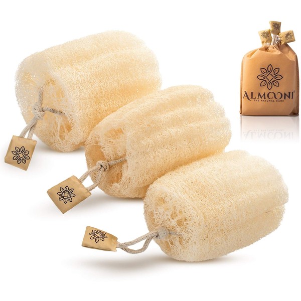 Almooni Egyptian Loofah Exfoliating Body Scrubber, Natural Real Egyptian Shower