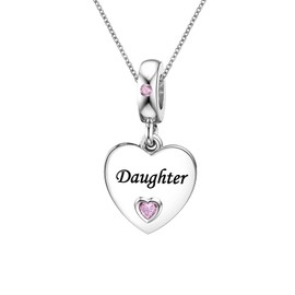 KunBead 18 inch Nana Mother Daughter Pink Heart I Love You Birthday Charm Pendant Matching Necklace for Women set for 3