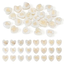 PandaHall 24 Pieces 12 Constellations Shell Beads Heart Natural Shell Beads Zodiac Sign Spacer Beads for Necklaces, Bracelets, Earrings, Jewellery Making