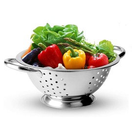 Vinod Stainless Steel Colander 24cm - Advanced Sturdy Base | Wide Handle | Dishwasher Safe