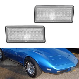 Tonsya For 1974 1975 1976 1977 1978 1979 Chevy Corvette C3 Front Bumper Signal Side Marker housing Clear Lens LSOT00932-R, LSOT00932-L
