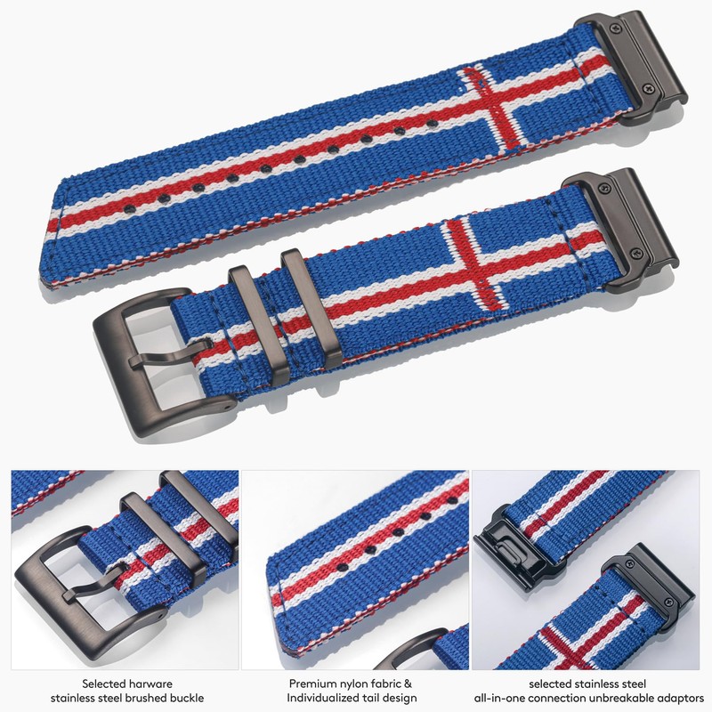 Torbollo Garmin Belt Nylon Garmin Band for Fēnix, Instinct, Approach,