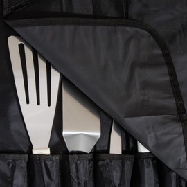 Chef Approved 20" Knife Storage Roll Bag with Buckle | Professional Kitchen Tool Case for Restaurant Cooking Knives | (9) Large (8) Small Pockets, Carrying Handle, 20"W x 2.5"D x 8"H, Nylon, Black