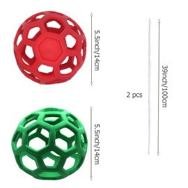 WoYous 2 Piece Horse Treat Ball for Horses Set, Hanging Hay Slow Feeding, Horse Food Ball Toy for Horses, Goats, Sheep (Red and Green)