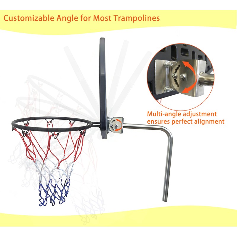 Hamnskyth Trampoline Basketball Hoop, Fits Most Straight & Curved Poles,