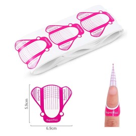 MH Nail Form Acrylic Art Gel Extension Guide File Manicure Tool Stickers (100 Nail Forms, Red)