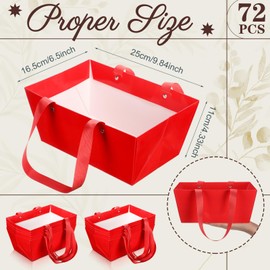 Glenmal 72 Pcs Baskets for Gifts Waterproof Empty Kraft Basket Bulk with Handles 9.8 x 6.5 x 4.3'' Gift Basket Empty to Fill for Wedding Party Christmas Valentines(Red)