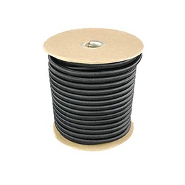 Elastic Bungee Cord. 3/16", 3/8", 1/4", 5/16", 1/8". 50 and 100 Foot Spools. Weather and Abrasion Resistant. Used for Tie Downs, Crafting, DIY Projects. Black Shock Cord. Made in the USA