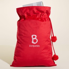 Personalization Universe Initial & Name Embroidered Red Santa Sack