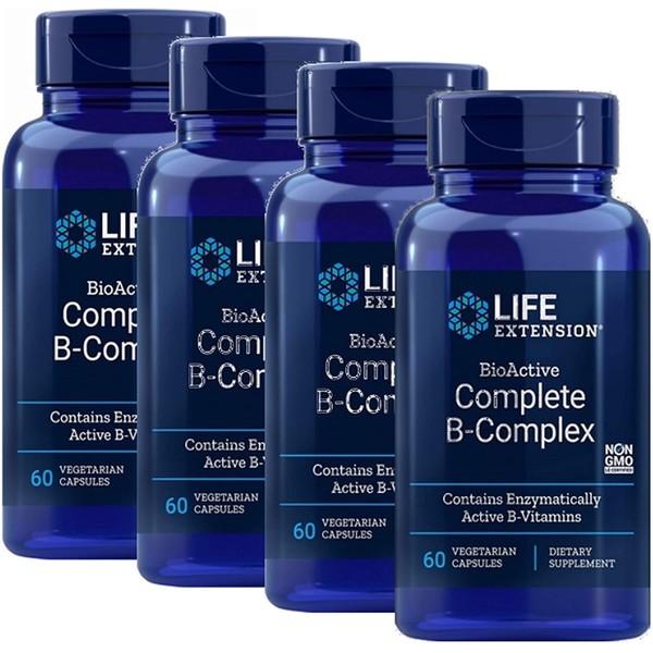 Life Extension BioActive Complete B Complex The Most Complete B Complex Formula 60 Vegetarian Capsules 4-Pak