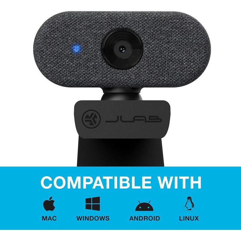 JLab Go Cam 1080P/30 FPS USB HD Webcam, 2.1 Megapixels,